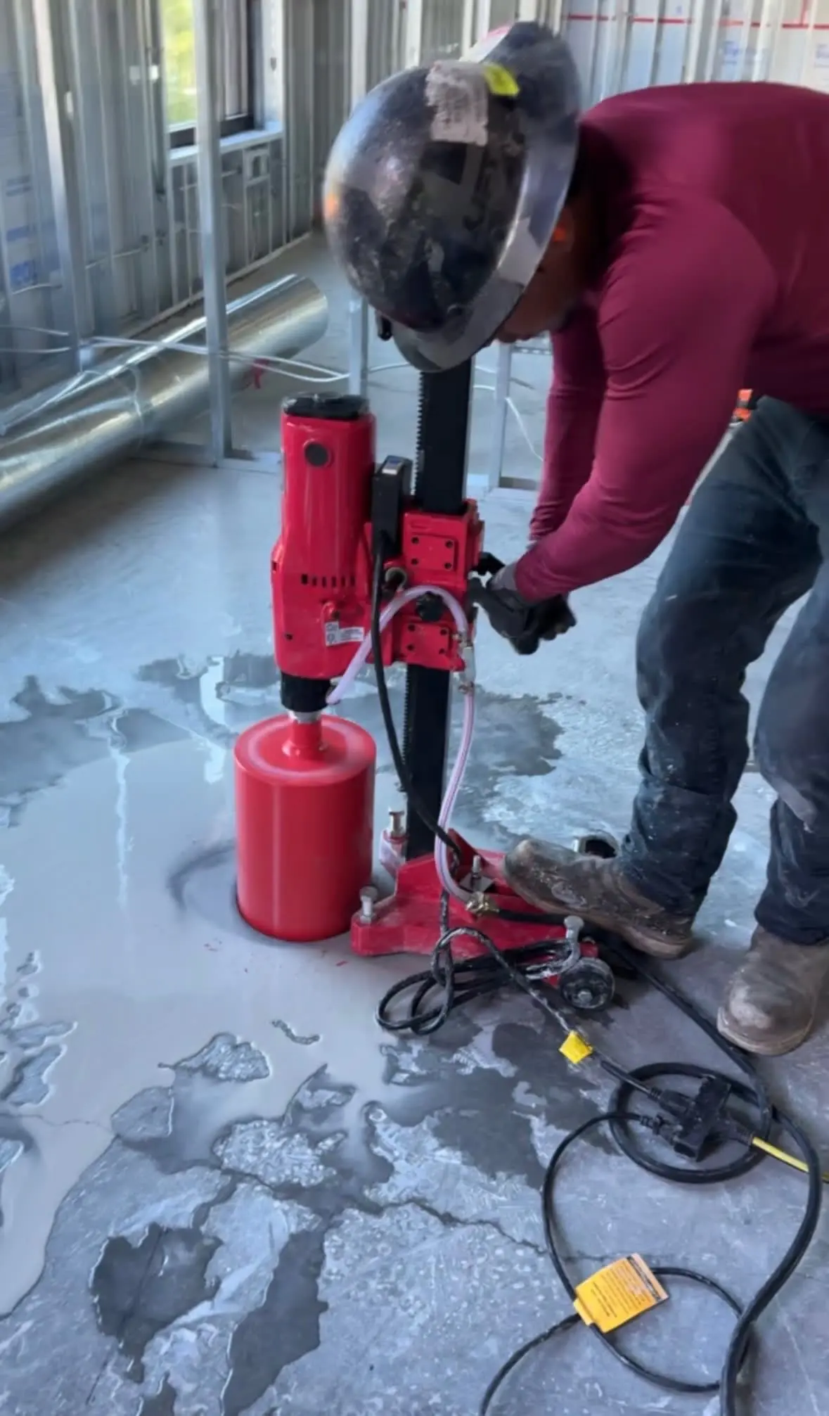 Concrete coring project with professional drilling equipment