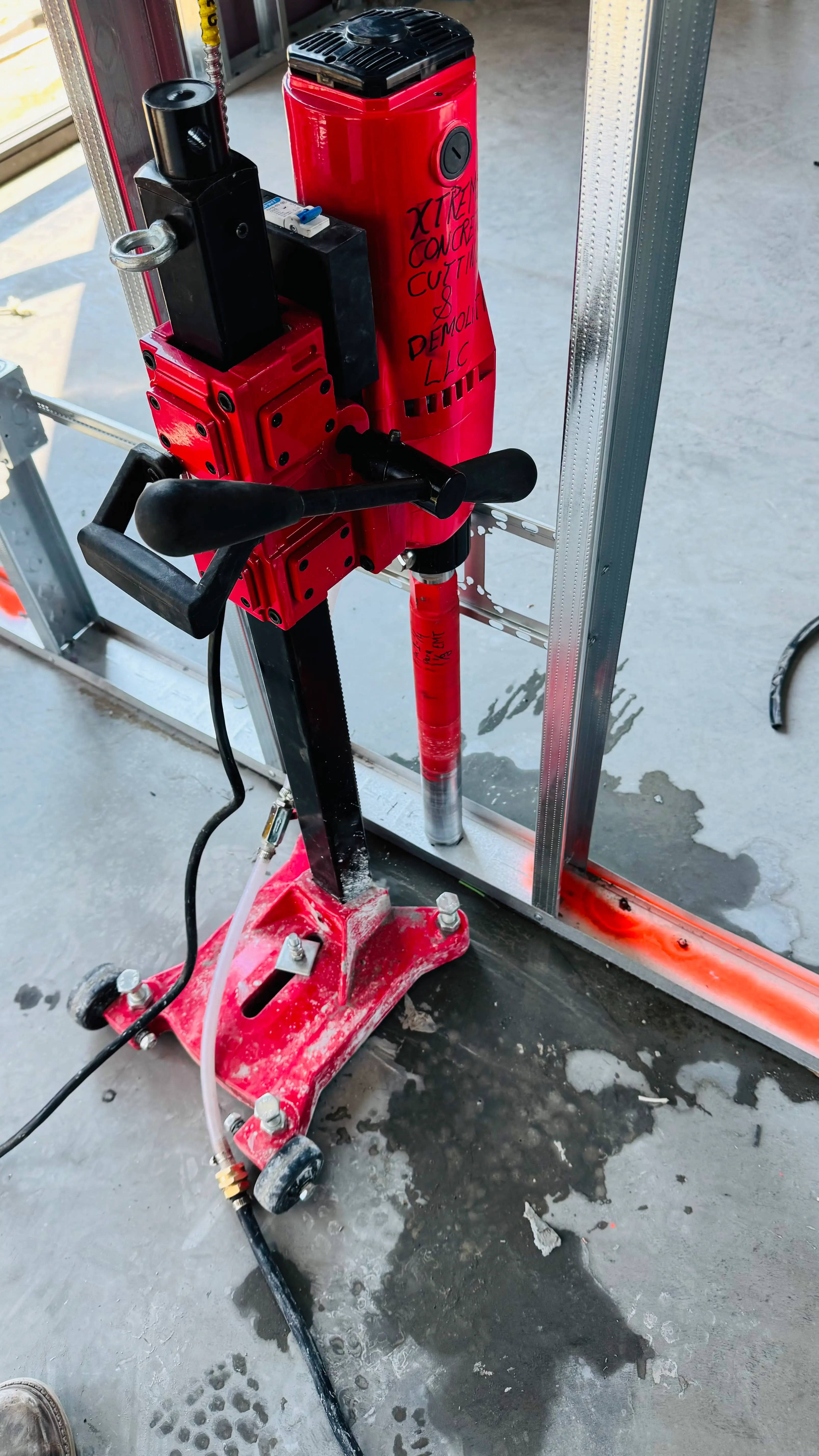 Completed concrete coring work on a commercial project